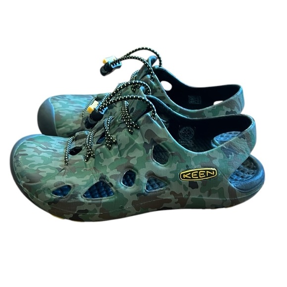 Keen Tie Up Sport Sandal Camo Green Water Hike Walk Slip Resist Big Kids Size 2 - Picture 3 of 11